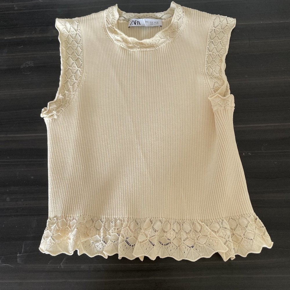 Zara Lacey Cream Top
